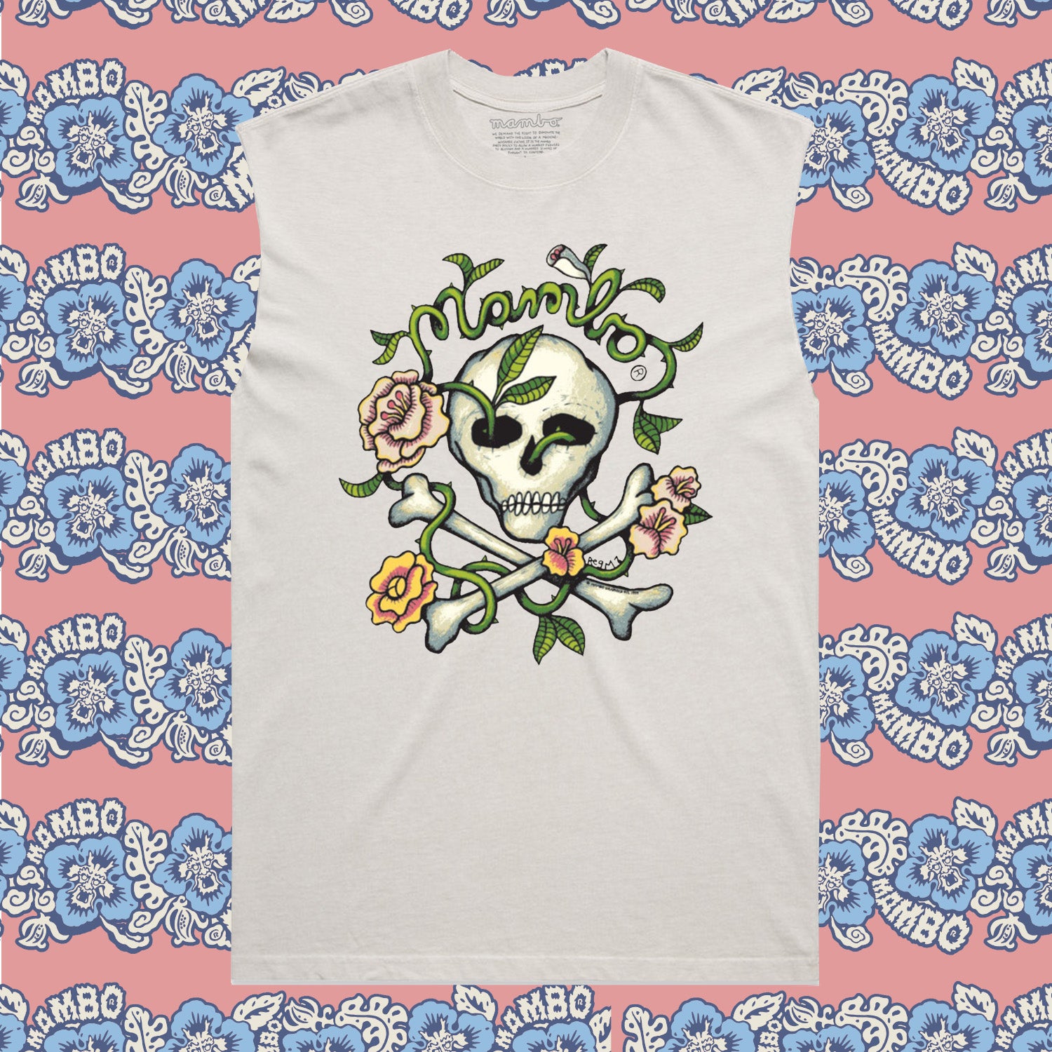 Mambo 'Cross Bones' Tank Top - Off White - Mambo