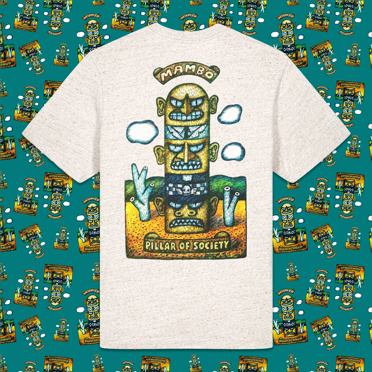Pillar Of Society t-shirt in Eco Heather — garment back