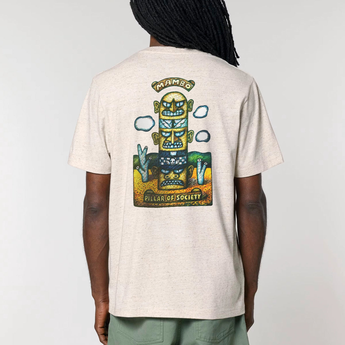 Pillar Of Society t-shirt in Eco Heather — model back