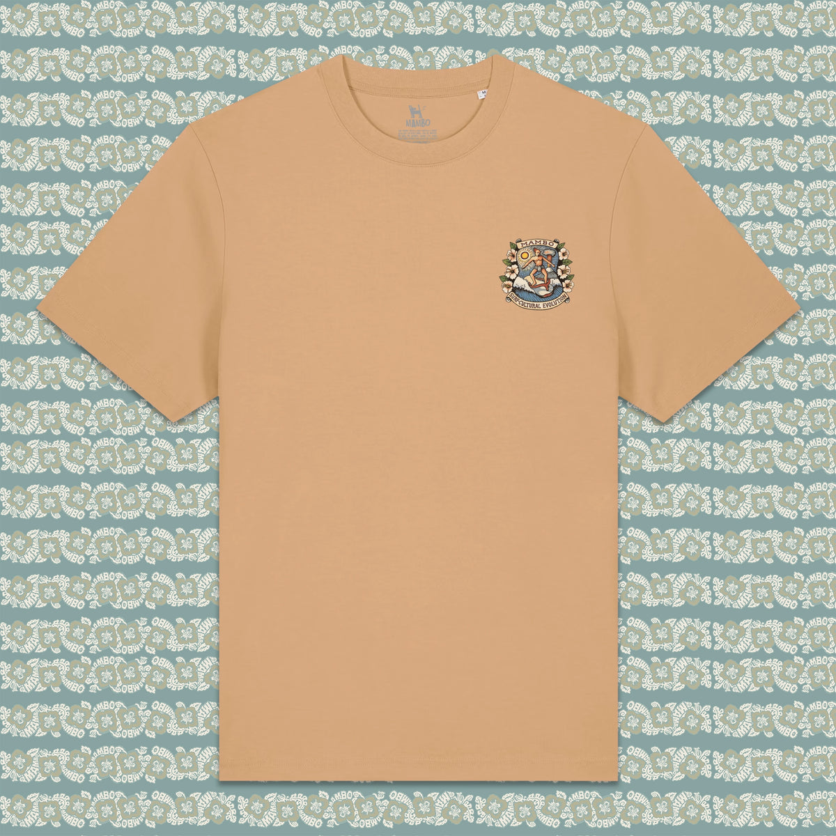 Surf-Cultural Evolution t-shirt in Latte — garment front