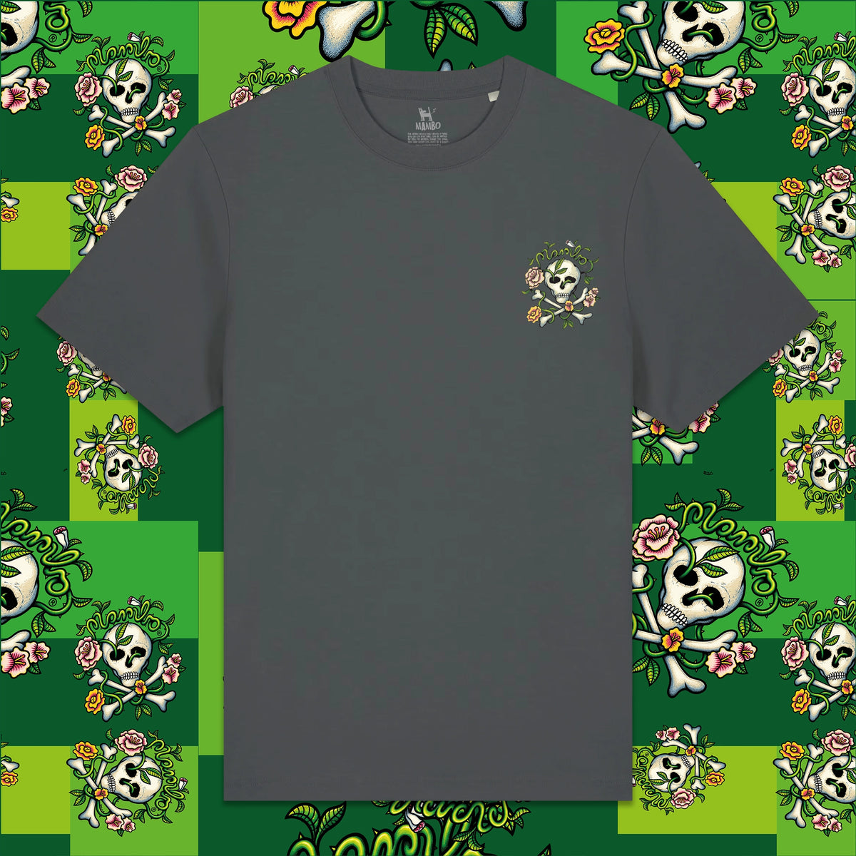 Cross Bones t-shirt in Anthracite — garment front