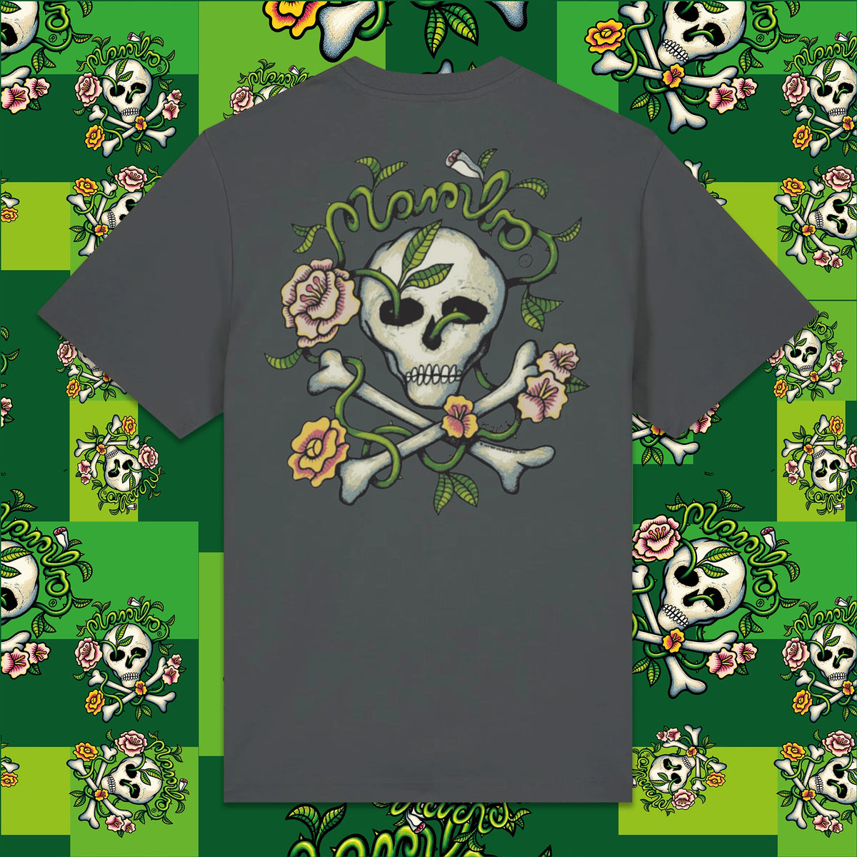 Cross Bones t-shirt in Anthracite — garment back