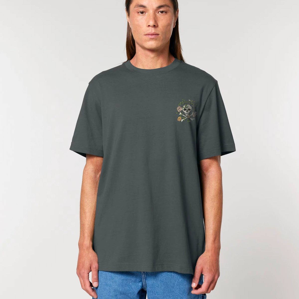 Cross Bones t-shirt in Anthracite — model front
