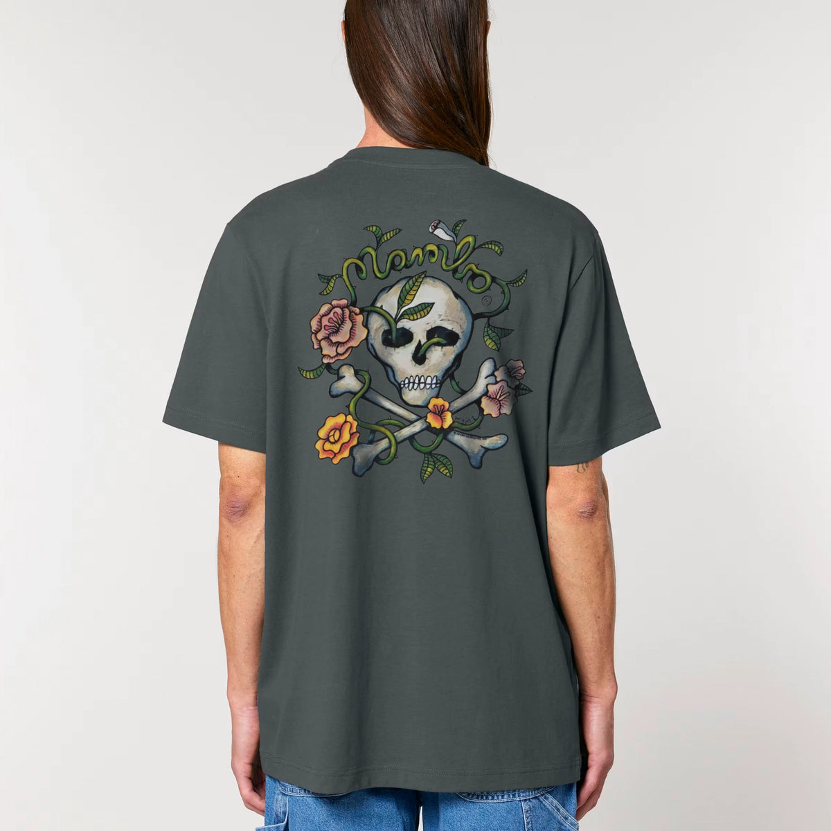 Cross Bones t-shirt in Anthracite — model back