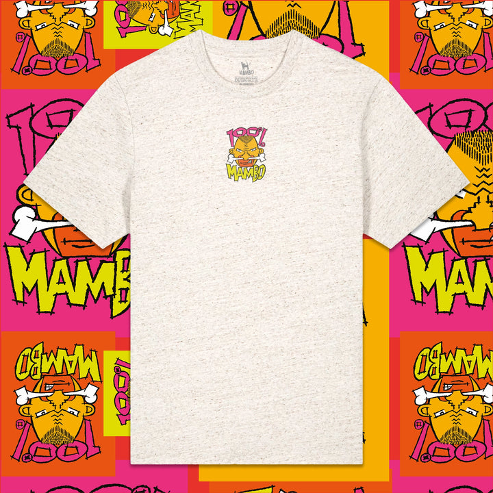 100% Mambo t-shirt in Eco Heather — garment front