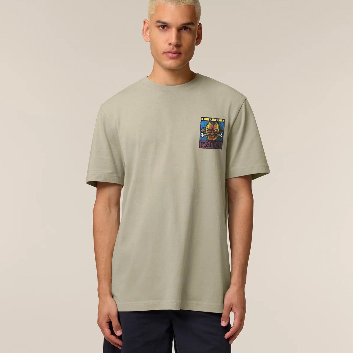 Bones t-shirt in Stone — model front
