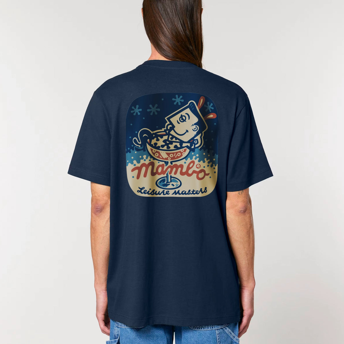 Martini t-shirt in French Navy — model back
