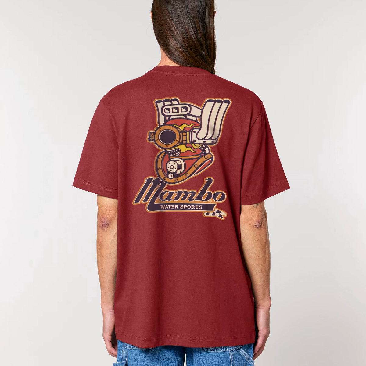 Water Sports t-shirt in Red Earth — model back