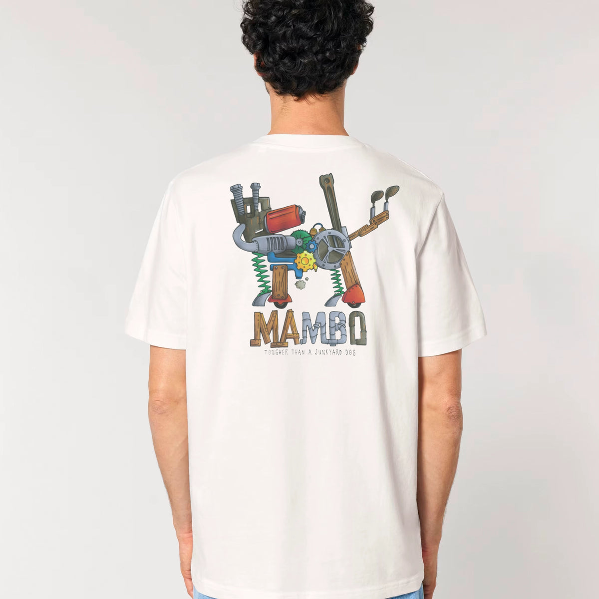 Mechanical Dog t-shirt in Off White — model back