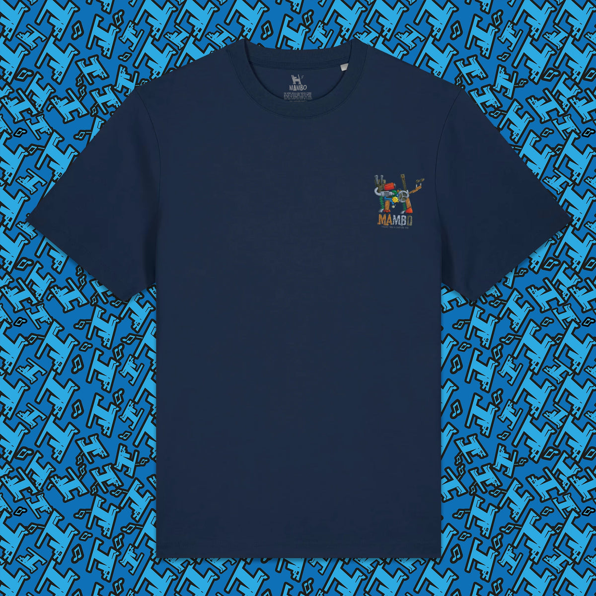 Mechanical Dog t-shirt in French Navy — garment front