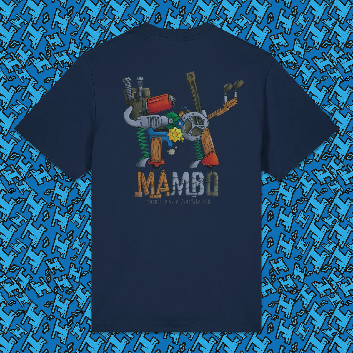 Mechanical Dog t-shirt in French Navy — garment back