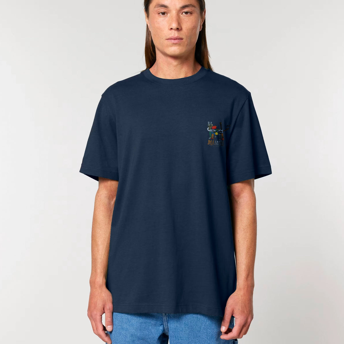 Mechanical Dog t-shirt in French Navy — model front