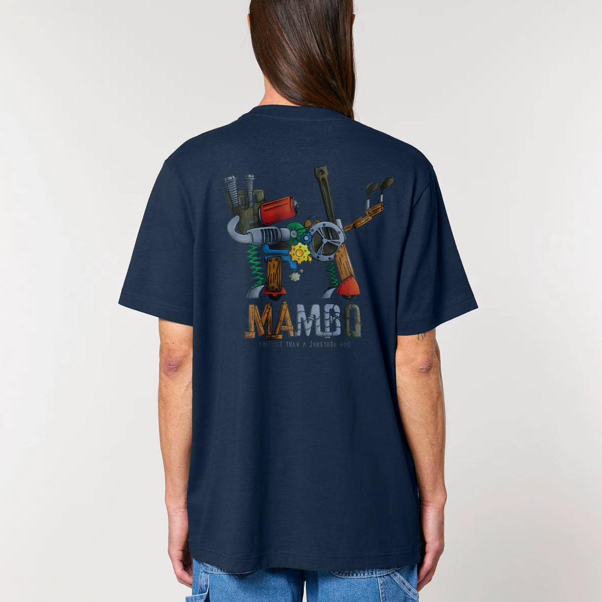 Mechanical Dog t-shirt in French Navy — model back
