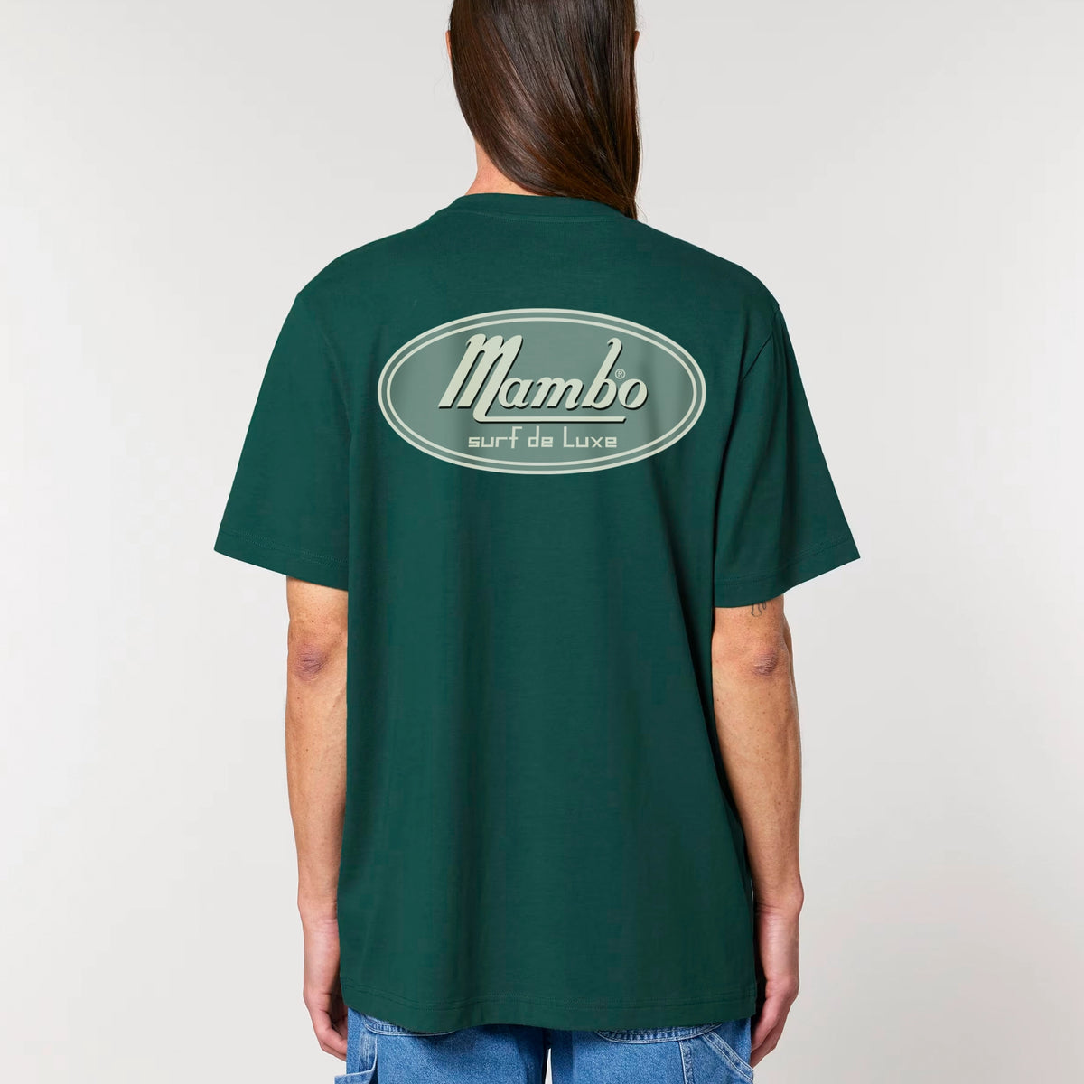 Logo Badge t-shirt in Glazed Green — model back