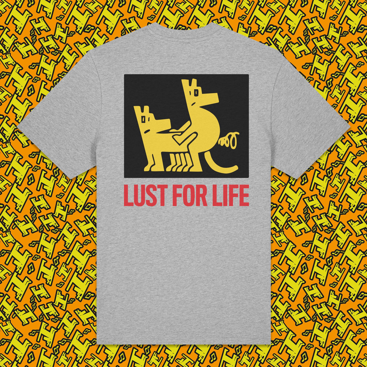 Lust For Life t-shirt in Heather Grey — garment back