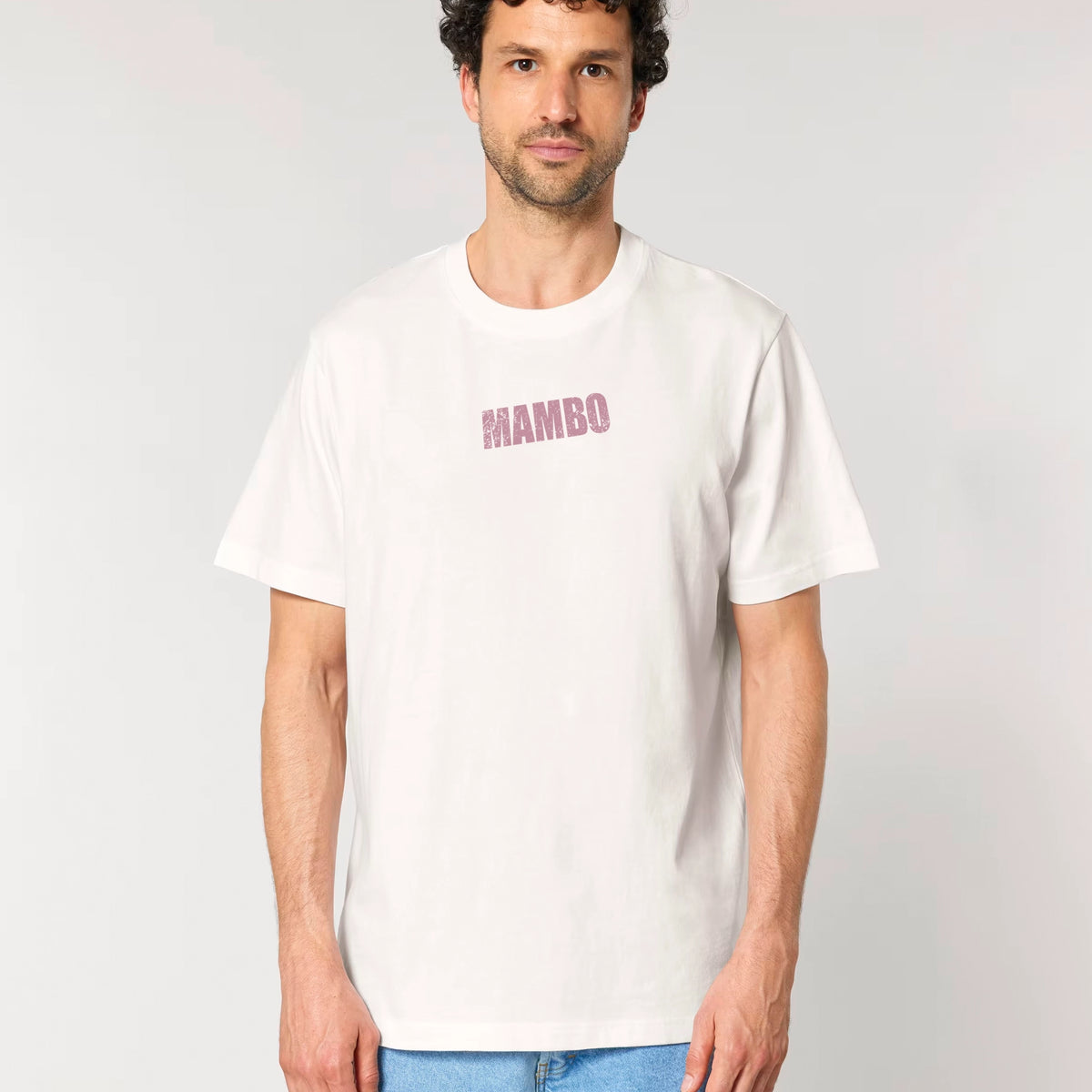 Distressed Dog t-shirt in Off White — model front