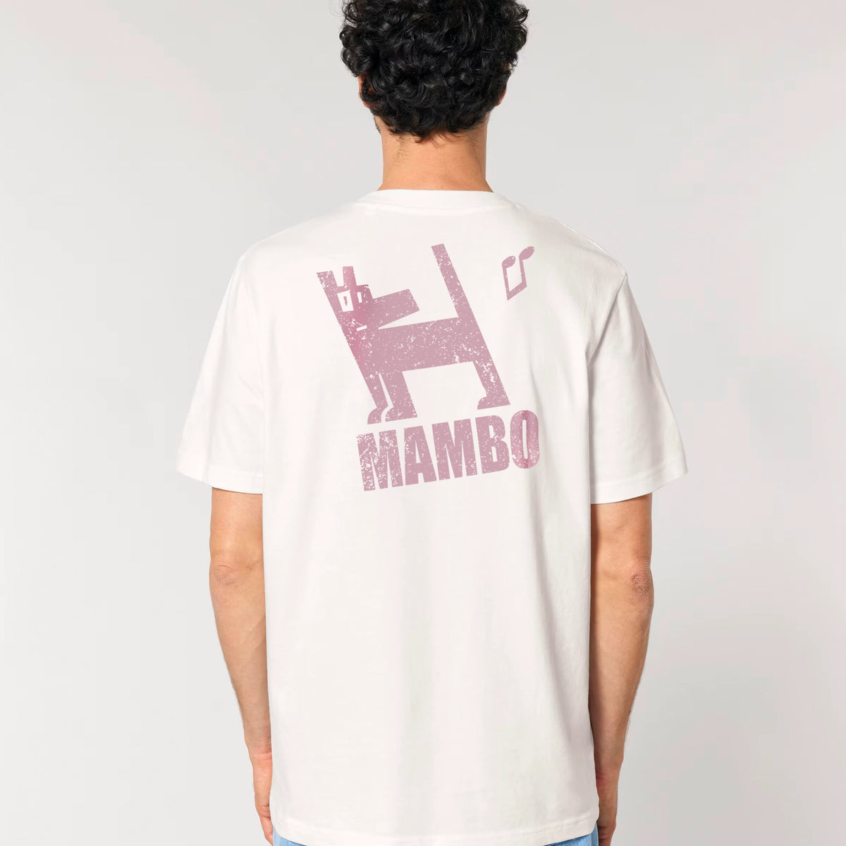 Distressed Dog t-shirt in Off White — model back