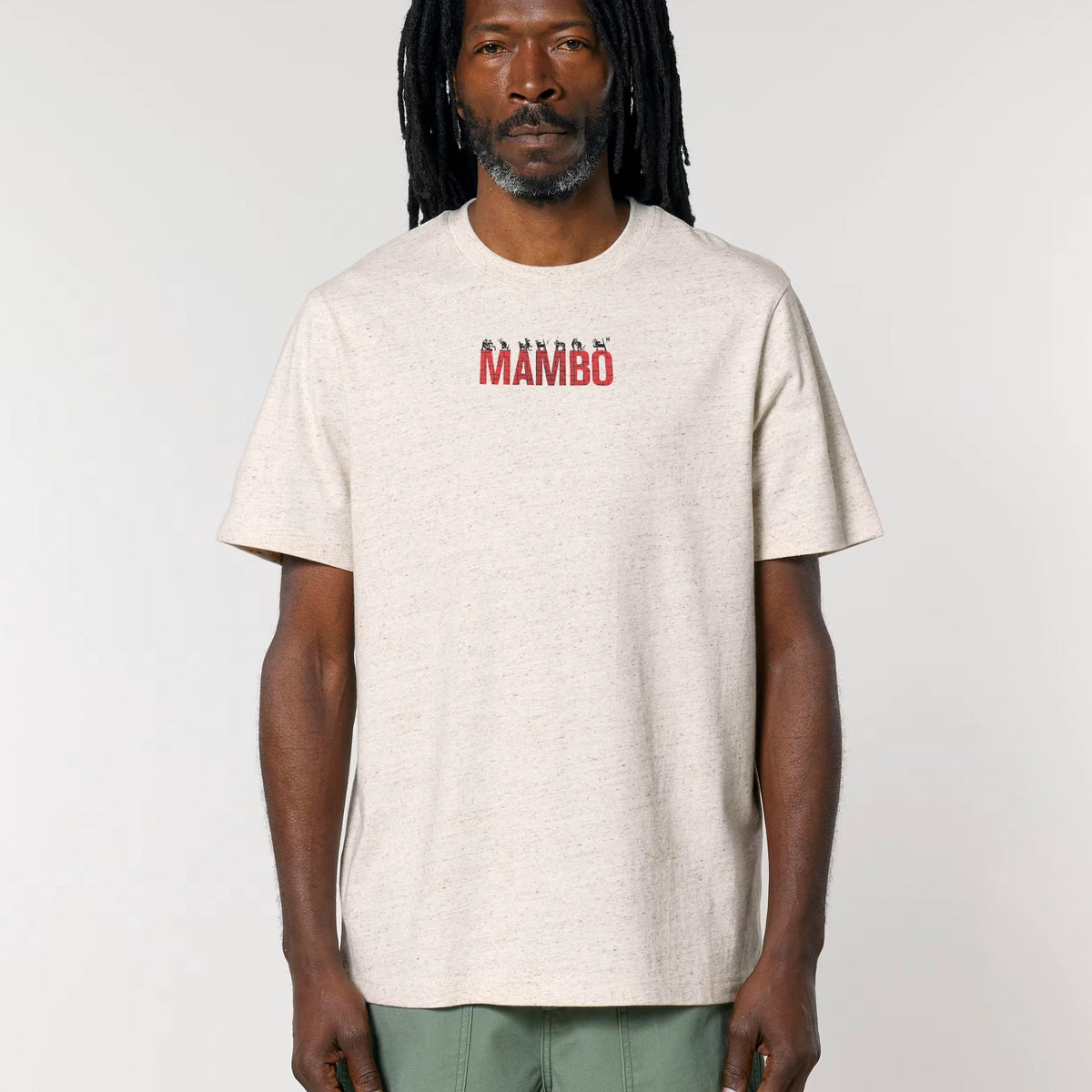 Line Up t-shirt in Eco Heather — model front