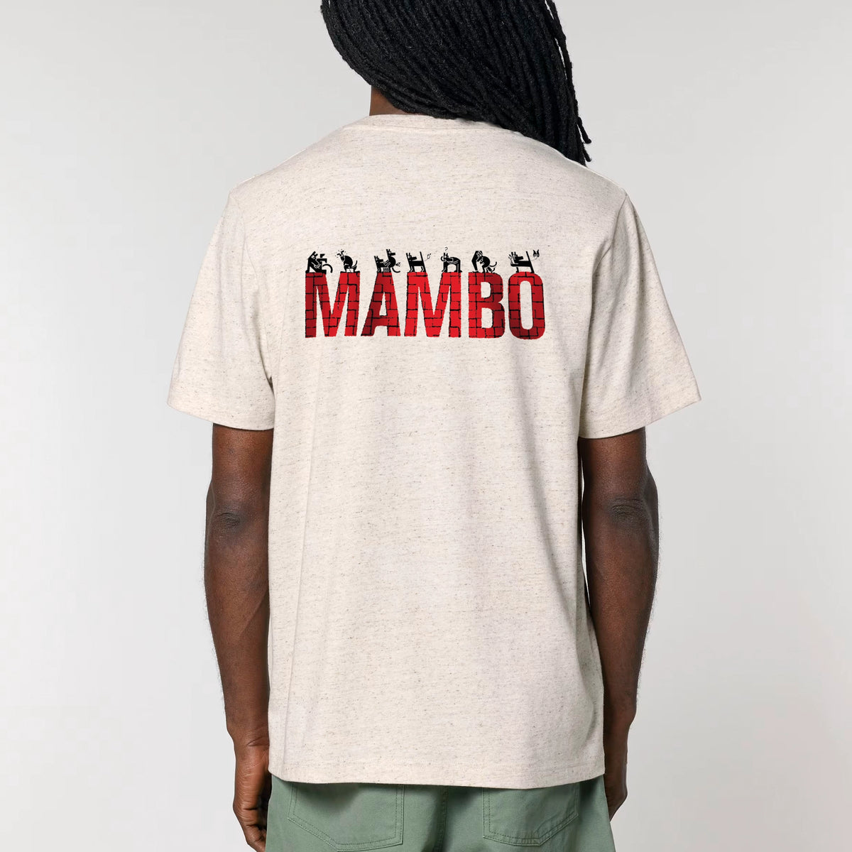 Line Up t-shirt in Eco Heather — model back