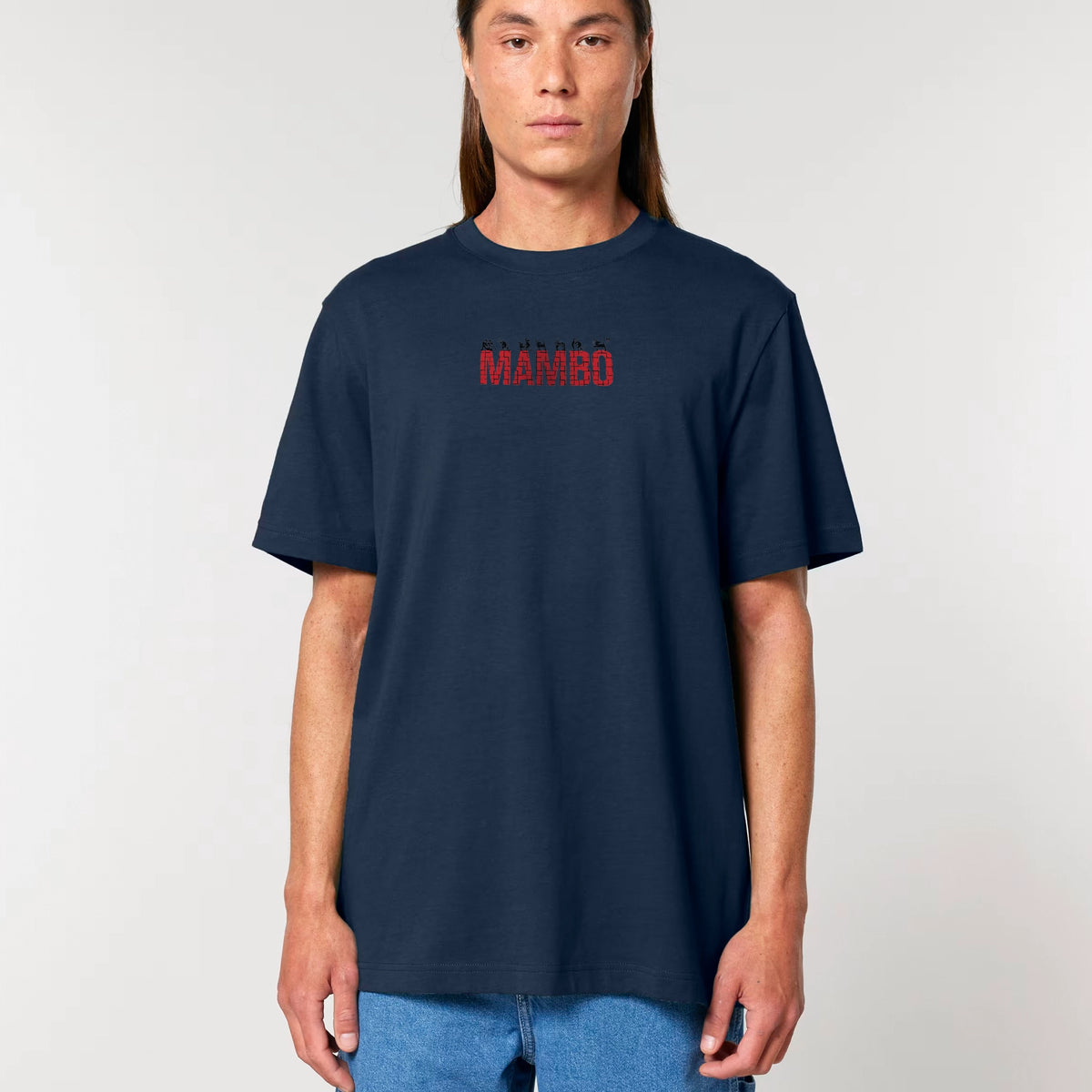 Line Up t-shirt in French Navy — model front