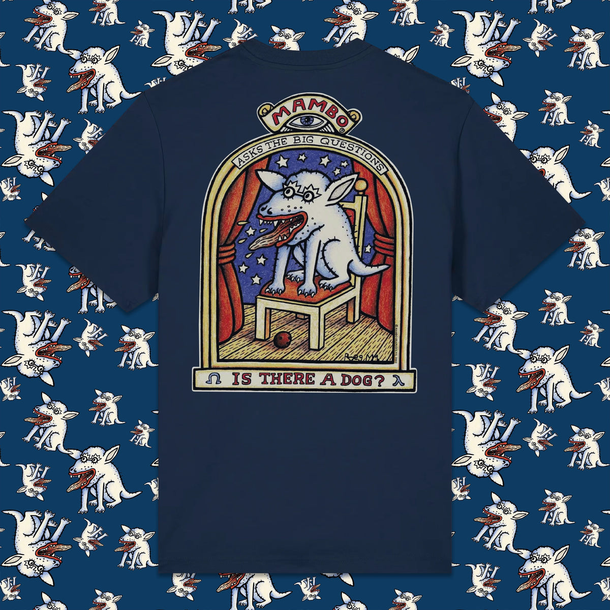 Ask the Big Questions t-shirt in French Navy — garment back