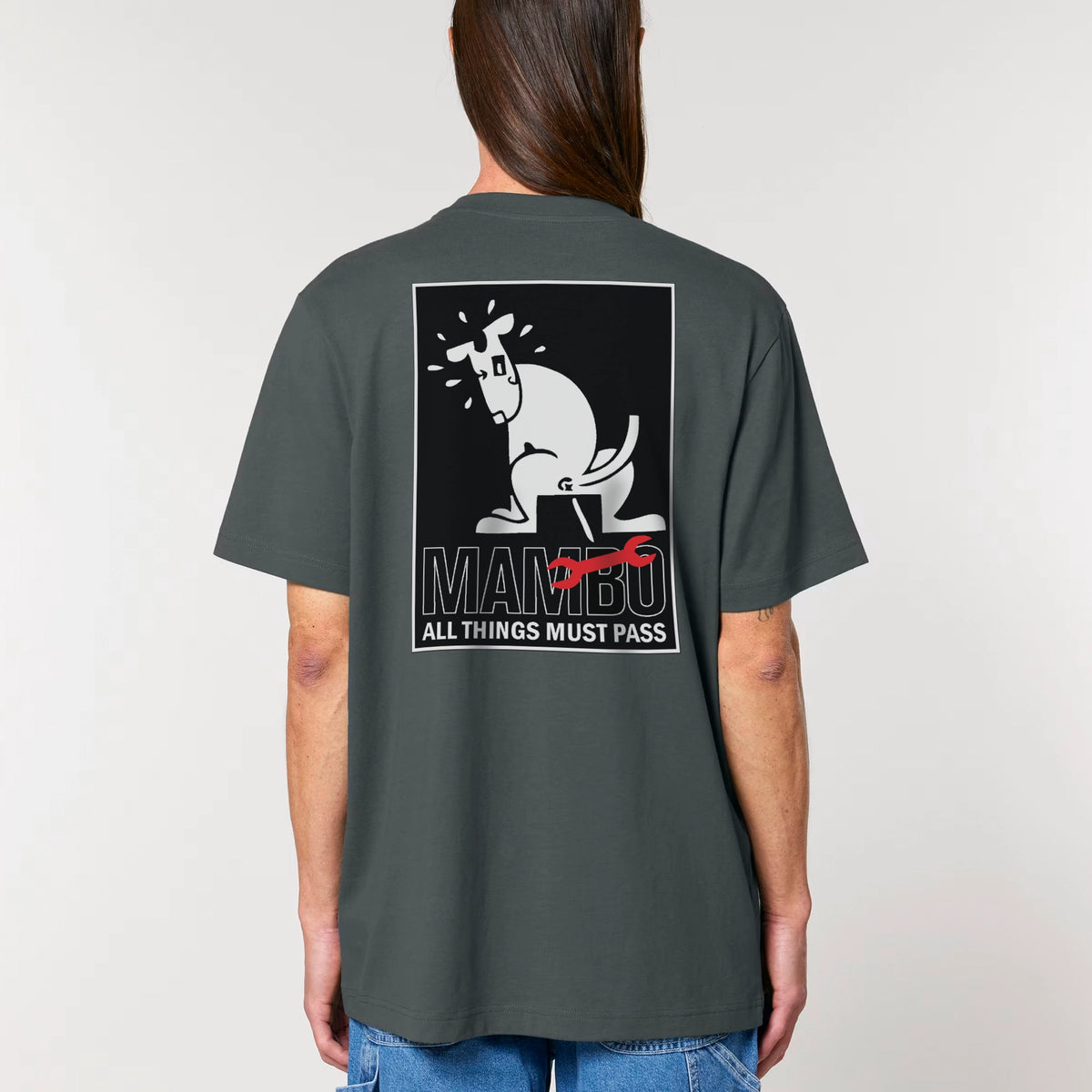 All Things Must Pass t-shirt in Anthracite — model back