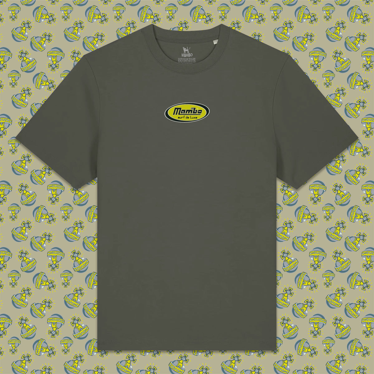 Deluxe Badge t-shirt in Khaki — garment front