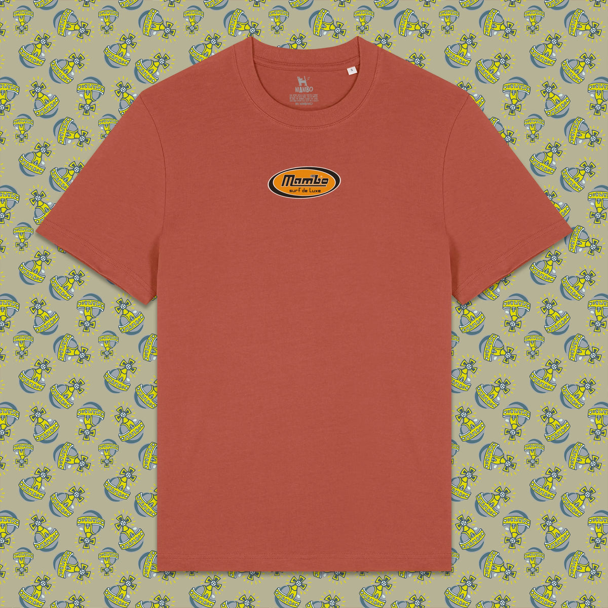 Deluxe Badge t-shirt in Heritage Brown — garment front