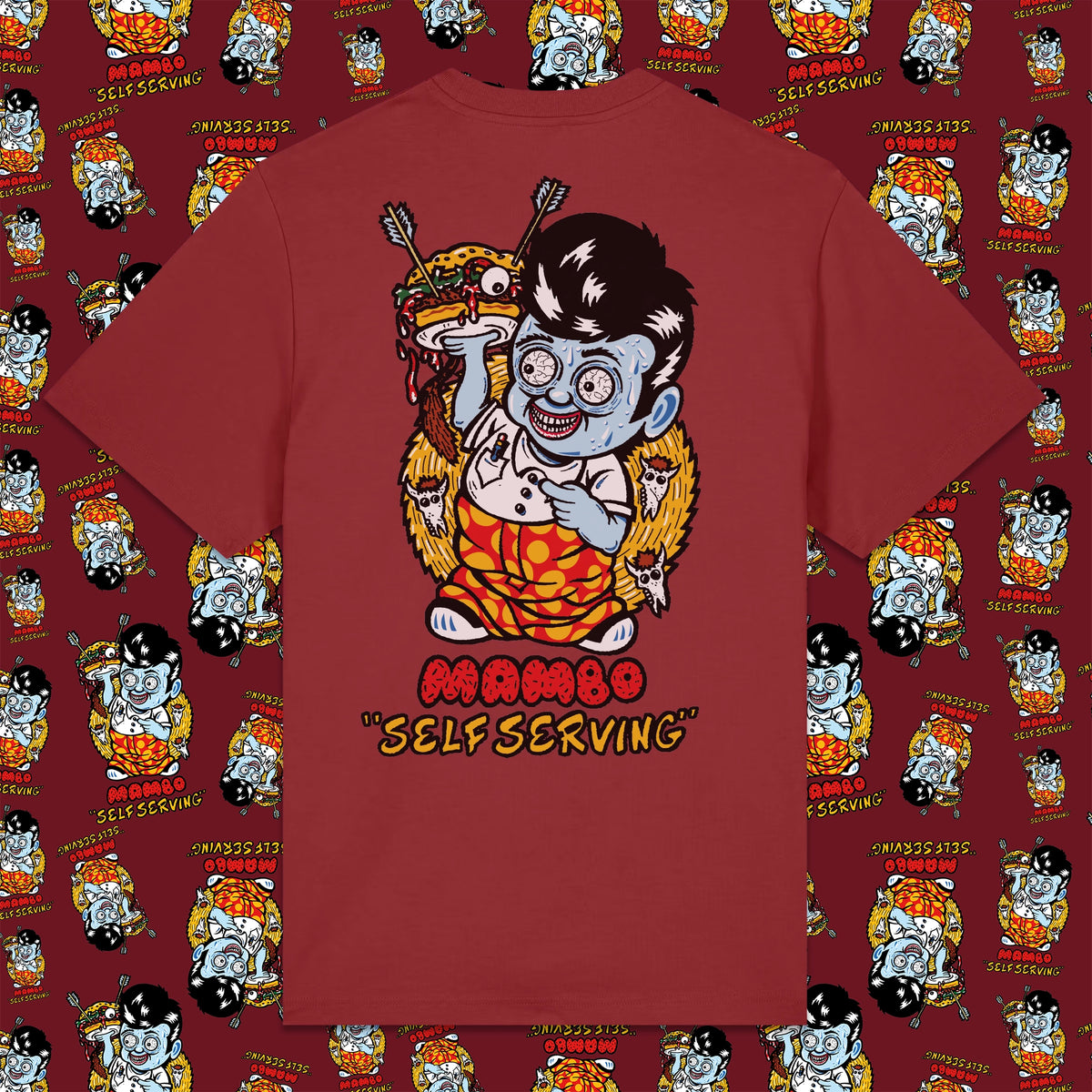 Self Serving t-shirt in Red Earth — garment back