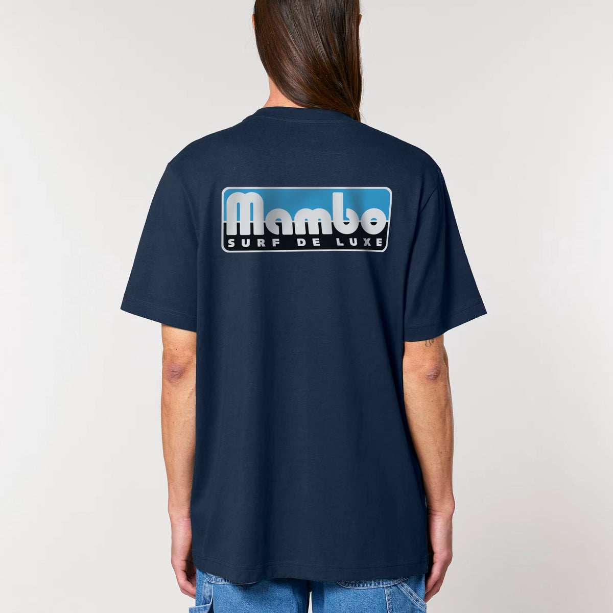 Surf Deluxe t-shirt in French Navy — model back
