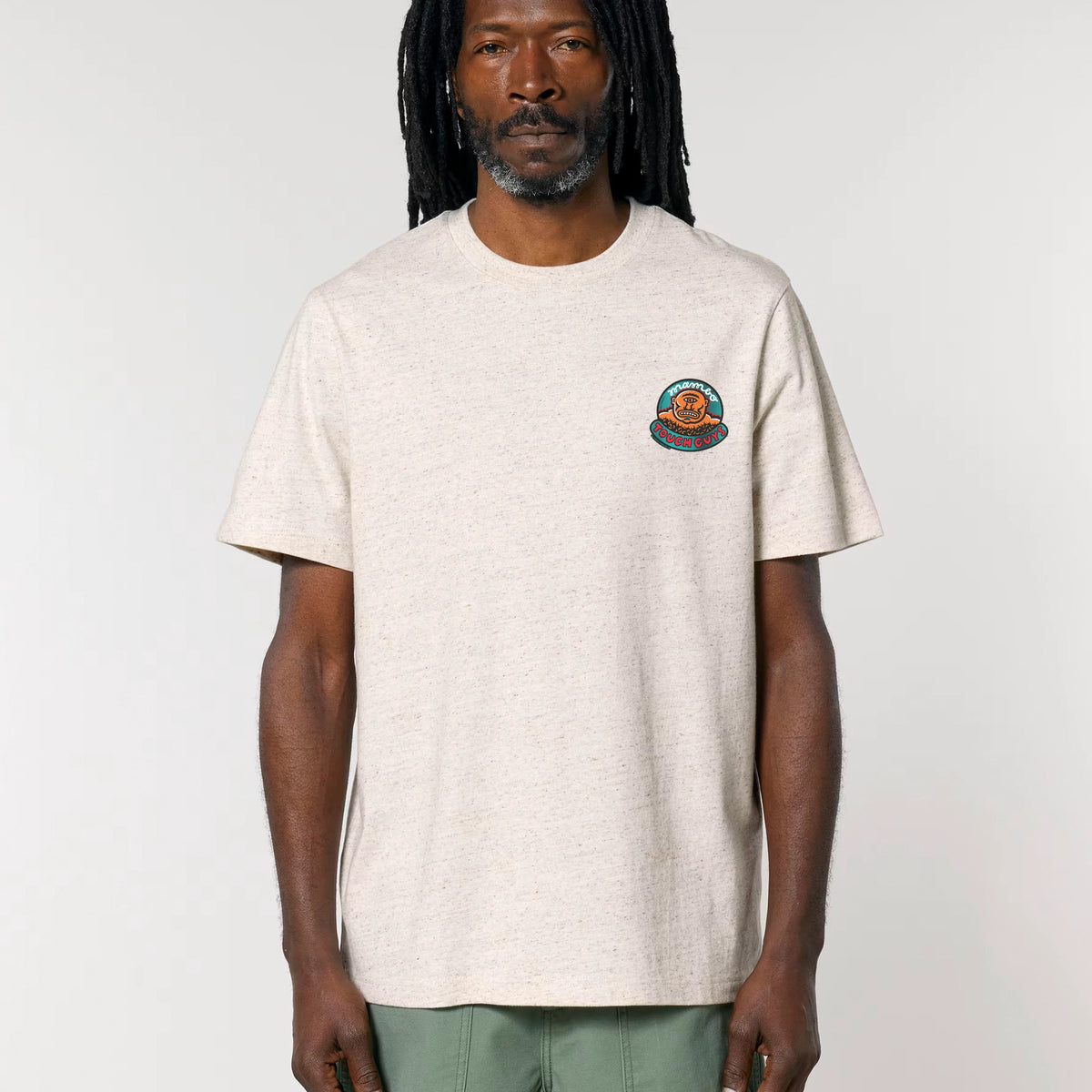 Tough Guys t-shirt in Eco Heather — model front