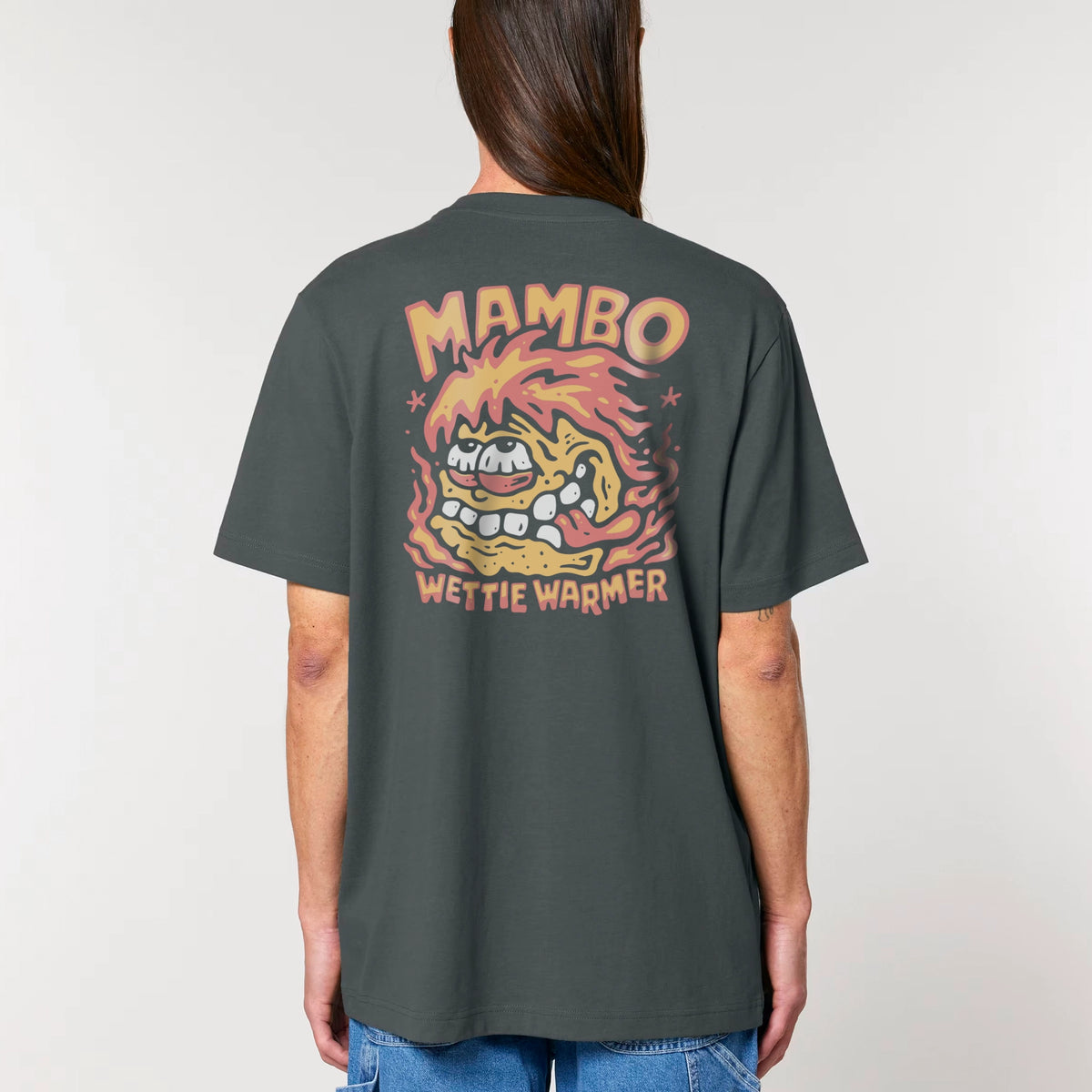 Wettie Warmer t-shirt in Anthracite — model back