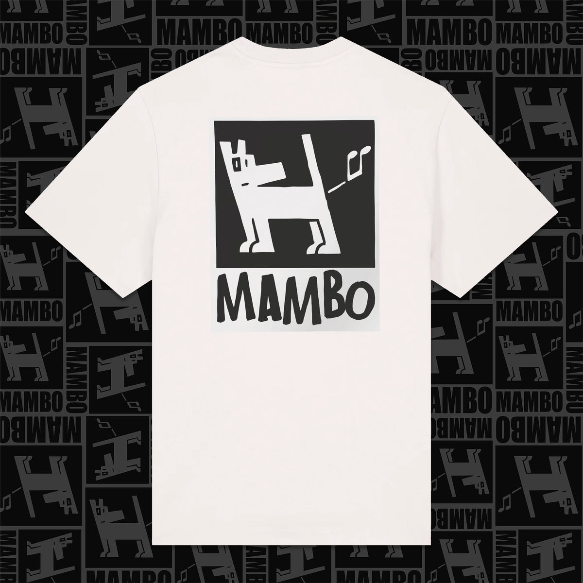 Farting Dog t-shirt in Off White — garment back