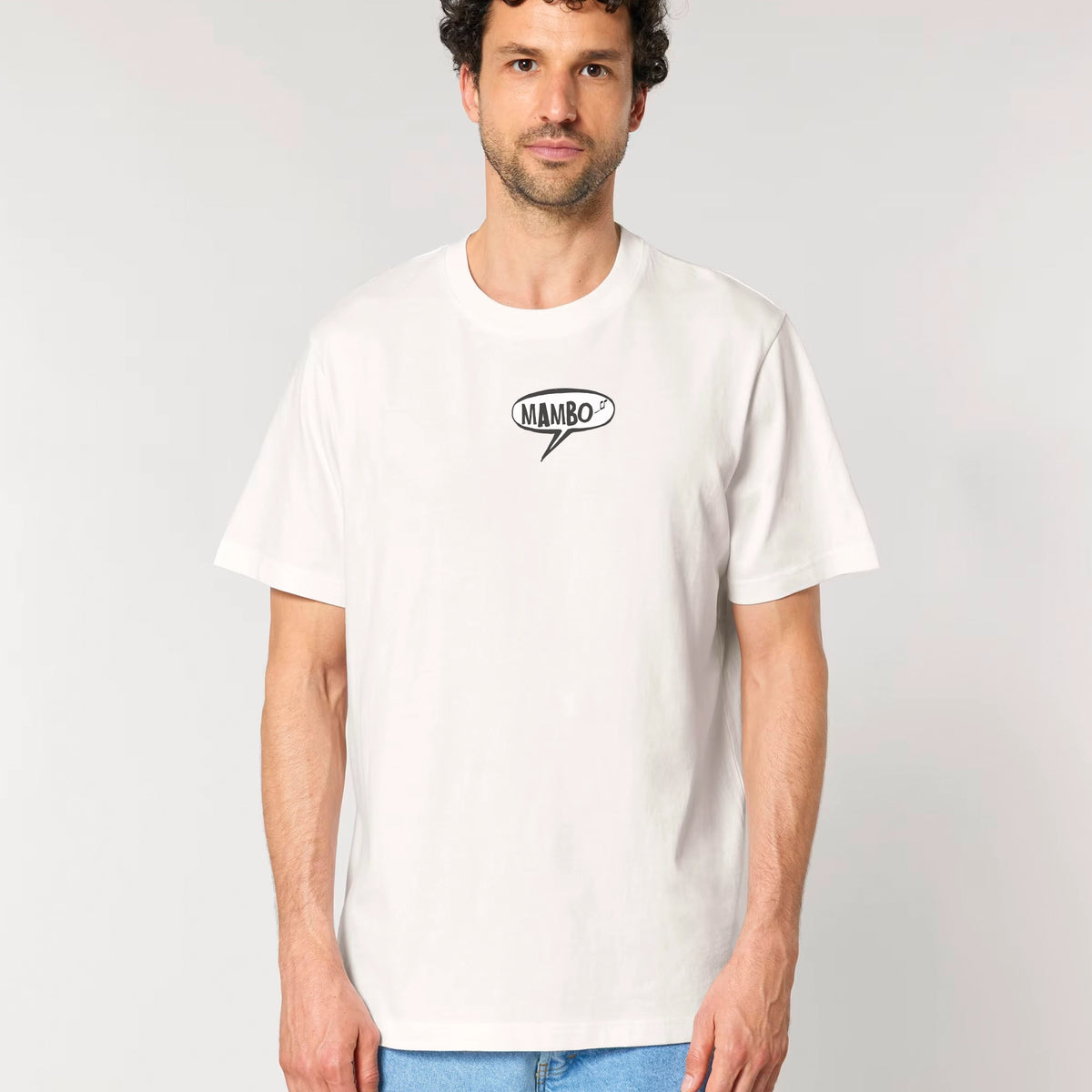 Farting Dog t-shirt in Off White — model front