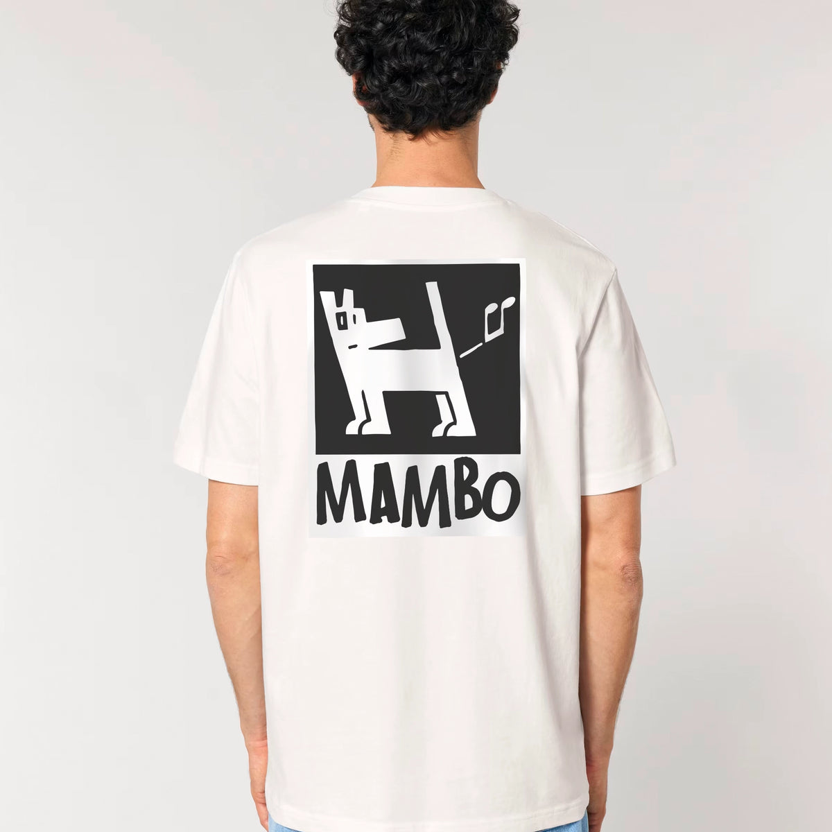 Farting Dog t-shirt in Off White — model back
