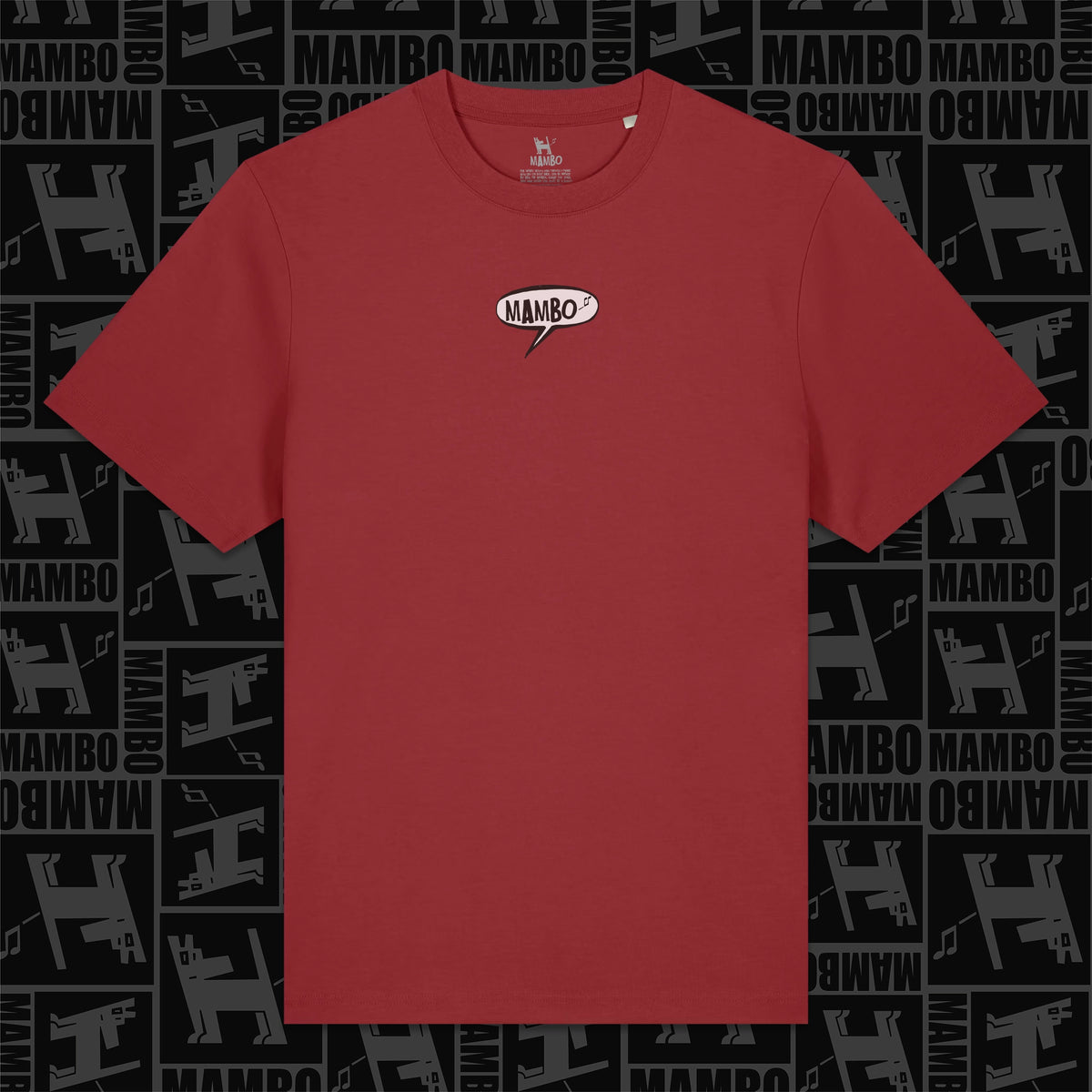 Farting Dog t-shirt in Red Earth — garment front