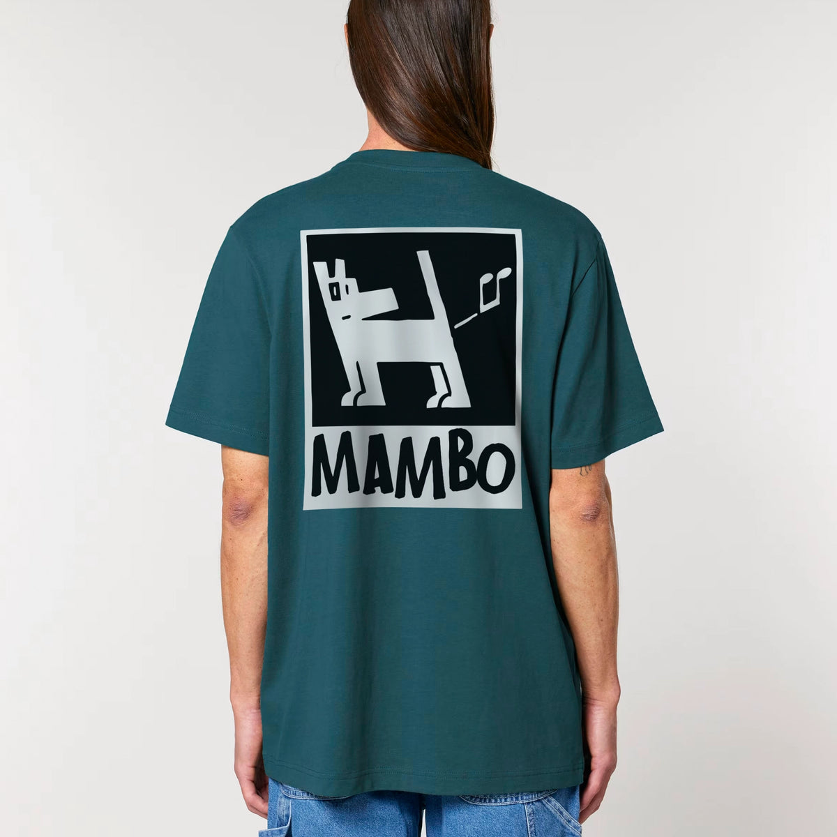 Farting Dog t-shirt in Stargazer — model back