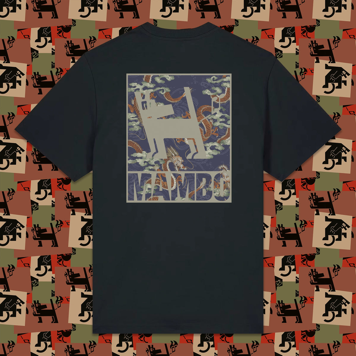 Dragon Dog t-shirt in Black — garment back