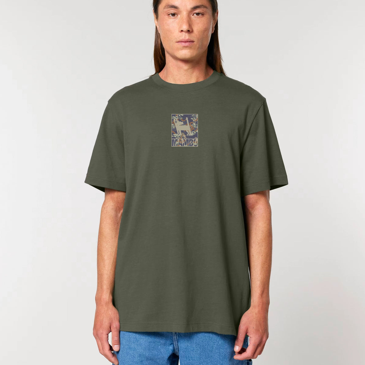 Dragon Dog t-shirt in Khaki — model front