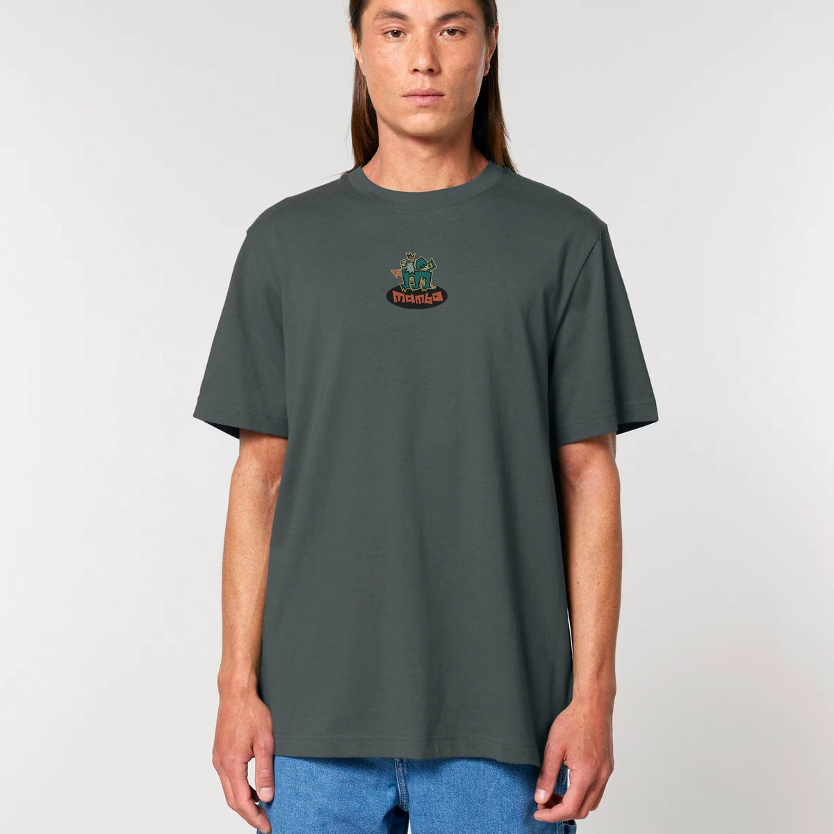 Mambo Griffin T-shirt in Anthracite, front on-model view