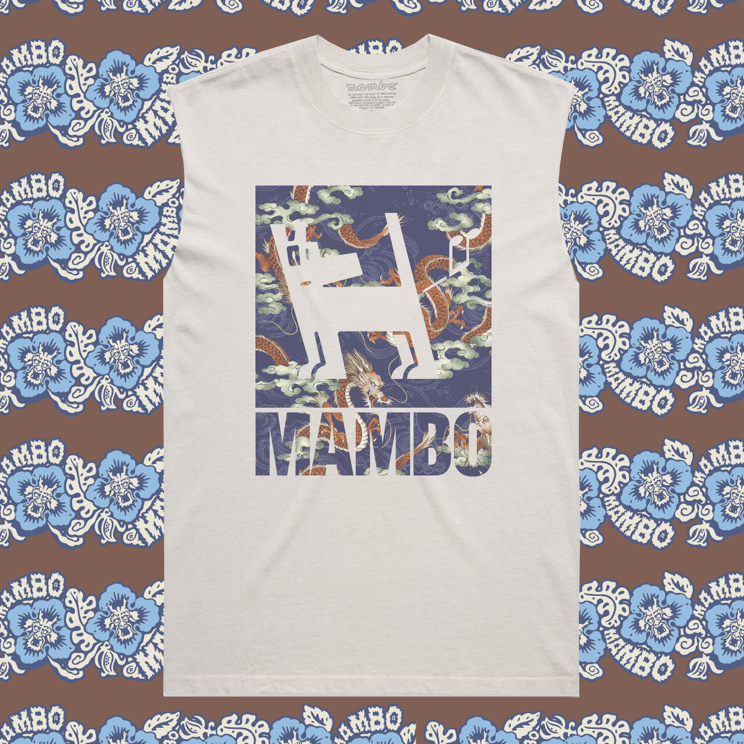 Mambo 'Dragon Dog' Tank Top - Off White - Mambo