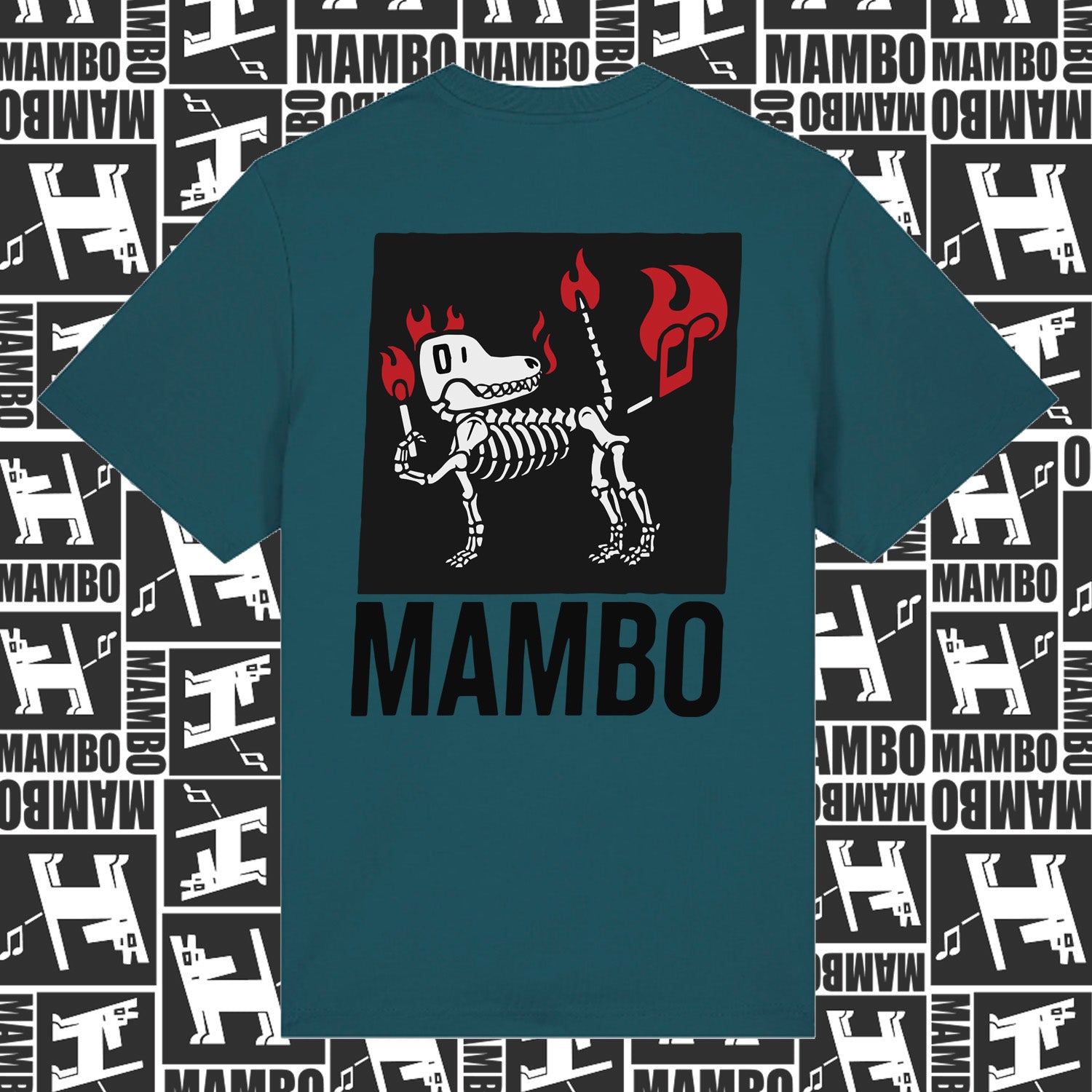 Mambo 'Skeleton Dog' T-Shirt - Deep Blue - Mambo