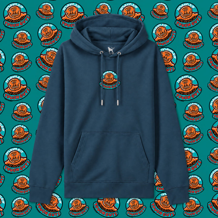 Tough Guys hoodie in Deep Teal — garment front