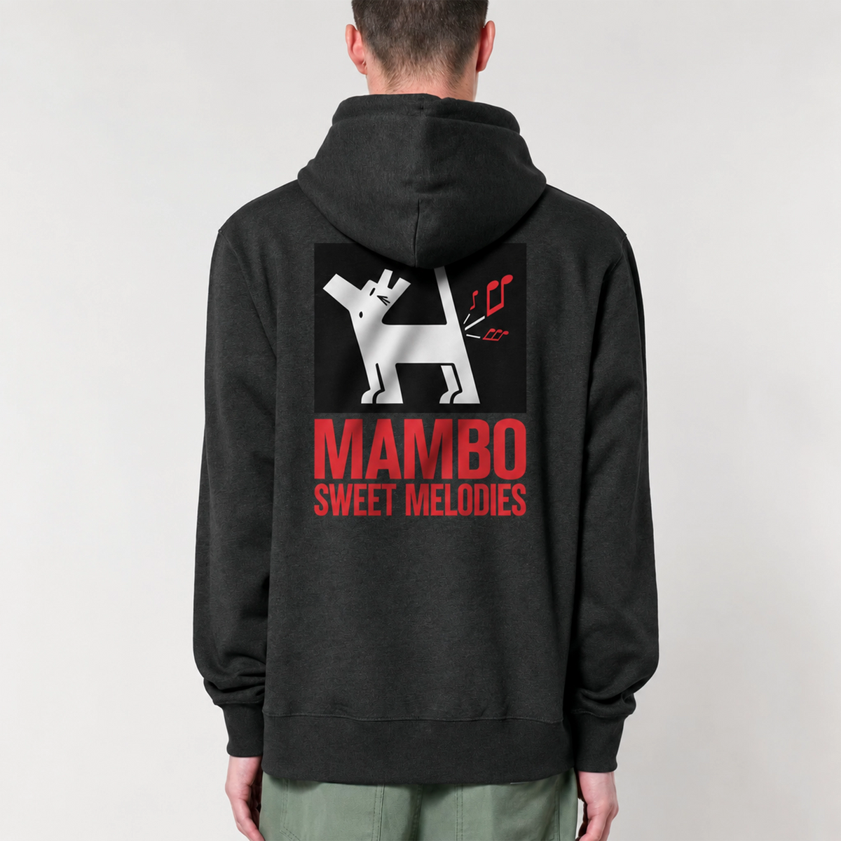 Sweet Melodies hoodie in Dark Heather Grey — model back