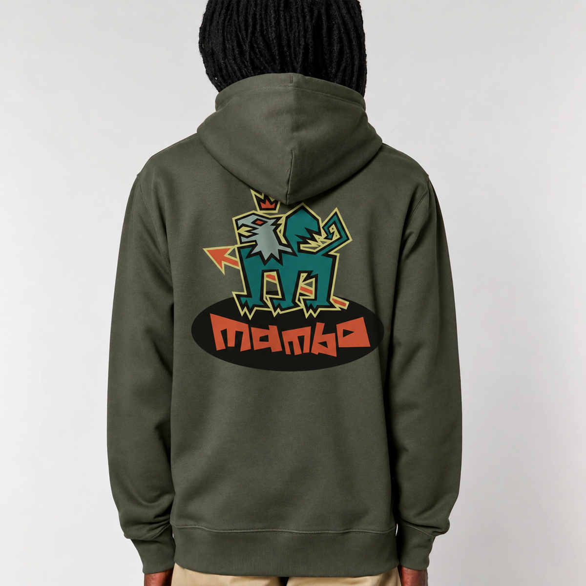 Griffin hoodie in Khaki — model back