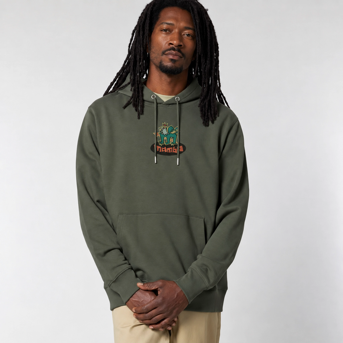 Griffin hoodie in Khaki — model front