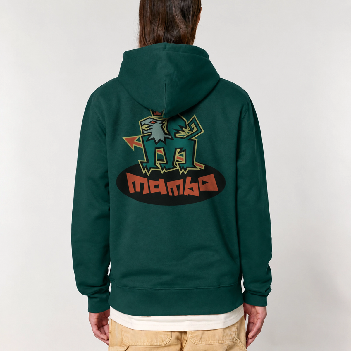 Griffin hoodie in Glazed Green — model back