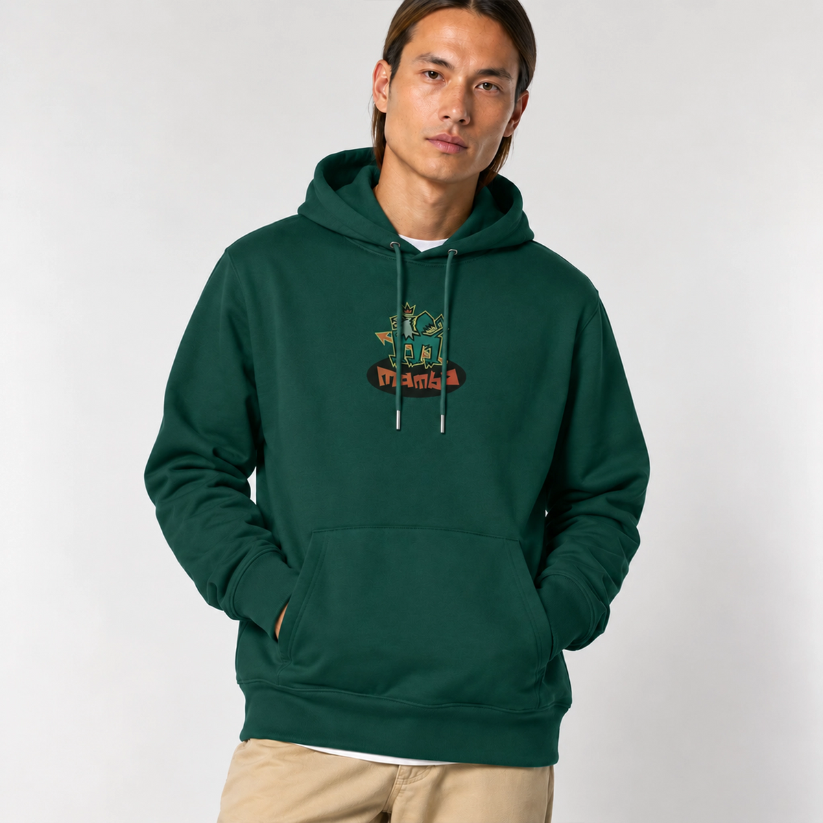 Griffin hoodie in Glazed Green — model front