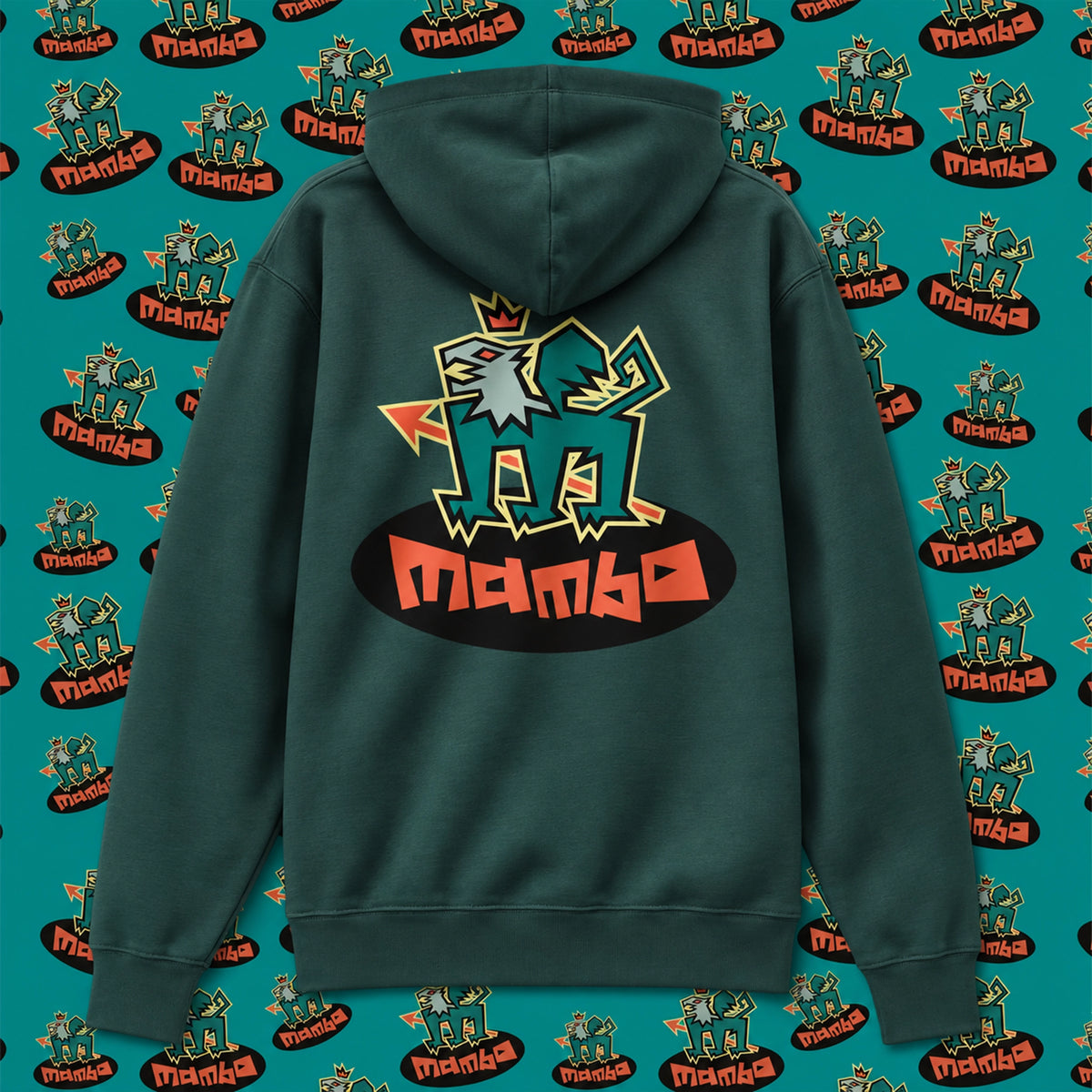 Griffin hoodie in Glazed Green — garment back