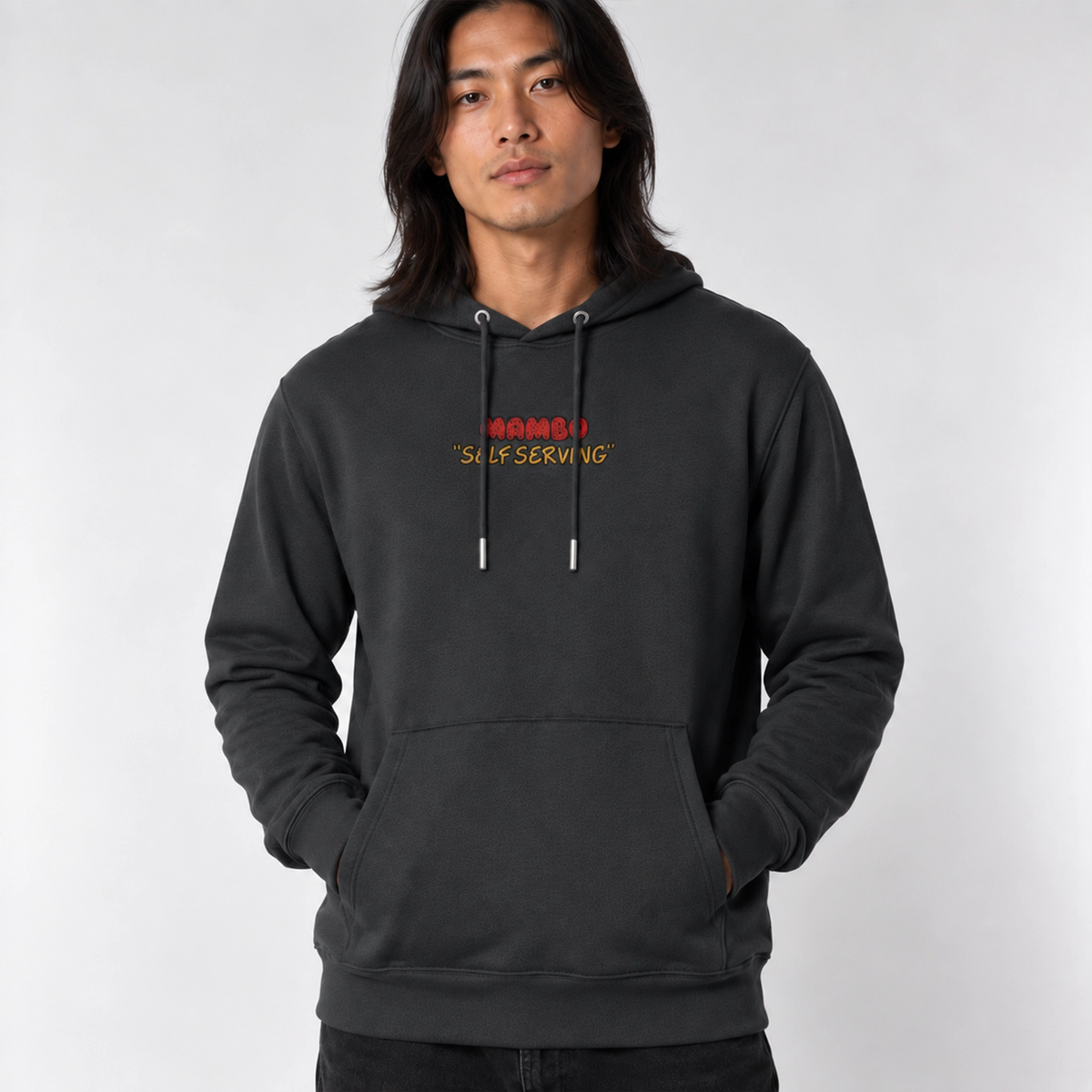 Self Serving hoodie in Anthracite — model front